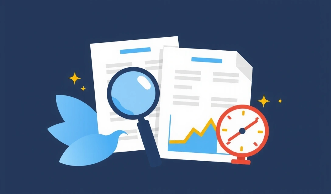 Ilustracja przedstawiająca dokumenty prawne i lupę, symbolizująca analizę i zgodność z przepisami